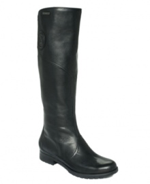 Stay comfy and dry courtesy of the Tristina tall boots by Rockport. Waterproof materials are tanned into the leather, while a seam sealant keeps your feet dry. Stay comfy and dry courtesy of the Tristina tall boots by Rockport. Waterproof materials are tanned into the leather, while a seam sealant keeps your feet dry.