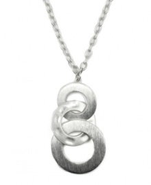 Encircle yourself with standout style. Jones New York necklace features three interlocking circles in polished, silver tone mixed metal. Approximate length: 18 inches. Approximate drop: 2-1/2 inches. Encircle yourself with standout style. Jones New York necklace features three interlocking circles in polished, silver tone mixed metal. Approximate length: 18 inches. Approximate drop: 2-1/2 inches.