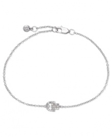 Give yourself a hand. This mini charm bracelet from CRISLU is crafted from platinum over sterling silver with a cubic zirconia (13/100 ct. t.w.) hasma pendant for a stylish touch. Approximate length: 7 inches. Give yourself a hand. This mini charm bracelet from CRISLU is crafted from platinum over sterling silver with a cubic zirconia (13/100 ct. t.w.) hasma pendant for a stylish touch. Approximate length: 7 inches.