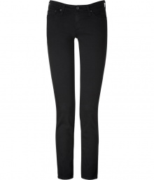 Perfectly modern and super flattering, Adriano Goldschmieds brushed black cigarette jeans are essential for everyday urban looks - Classic five-pocket style, button closure, belt loops - Sleek slim fit through the knee - Team with oversized tops and statement studded accessories Perfectly modern and super flattering, Adriano Goldschmieds brushed black cigarette jeans are essential for everyday urban looks - Classic five-pocket style, button closure, belt loops - Sleek slim fit through the knee - Team with oversized tops and statement studded accessories