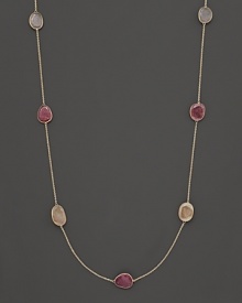 A lovel necklace with an earthy appeal. Rich African sapphire stations on a 14 Kt. yellow gold chain. A lovel necklace with an earthy appeal. Rich African sapphire stations on a 14 Kt. yellow gold chain.