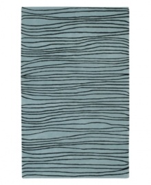 Presenting a new wave in fashionable home decor, this fluid area rug is streaked with black lines across a shimmering ocean-blue ground. Crafted from dense wool pile, the Artist Studio rug offers a uniquely textured feel that is incredibly soft to the touch. Presenting a new wave in fashionable home decor, this fluid area rug is streaked with black lines across a shimmering ocean-blue ground. Crafted from dense wool pile, the Artist Studio rug offers a uniquely textured feel that is incredibly soft to the touch.
