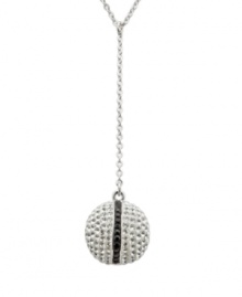 A modern look that's party perfect. Reflecting the black and white trend, Swarovski's silver tone mixed metal pendant has a strong and modern Y-shaped silhouette. The sparkling spherical center piece is embellished with Jet and clear crystals set in Pointiage®, creating a refined and interesting contrast between light and dark. Approximate length: 14-7/8 inches. Approximate drop: 3 inches. A modern look that's party perfect. Reflecting the black and white trend, Swarovski's silver tone mixed metal pendant has a strong and modern Y-shaped silhouette. The sparkling spherical center piece is embellished with Jet and clear crystals set in Pointiage®, creating a refined and interesting contrast between light and dark. Approximate length: 14-7/8 inches. Approximate drop: 3 inches.