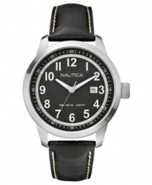 A black and silver watch from Nautica that adds sophistication to any ensemble. A black and silver watch from Nautica that adds sophistication to any ensemble.