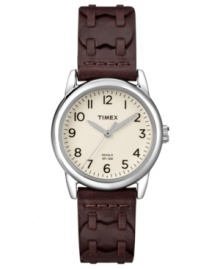Stitch together your ideal casual look with this stylish leather watch from Timex. Stitch together your ideal casual look with this stylish leather watch from Timex.