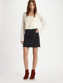 Modern minimalism in a breezy cotton blend.Boatneck Dropped shoulders Chest pocket Pullover style About 23 from shoulder to hem 50% cotton/50% polyester Machine wash Imported Modern minimalism in a breezy cotton blend.Boatneck Dropped shoulders Chest pocket Pullover style About 23 from shoulder to hem 50% cotton/50% polyester Machine wash Imported