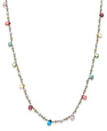 A resplendent rainbow of color. Lauren by Ralph Lauren's delicate strand necklace feature multicolored glass pearls and acrylic beads on a delicate 14k gold-plated mixed metal chain. Approximate length: 36 inches. A resplendent rainbow of color. Lauren by Ralph Lauren's delicate strand necklace feature multicolored glass pearls and acrylic beads on a delicate 14k gold-plated mixed metal chain. Approximate length: 36 inches.