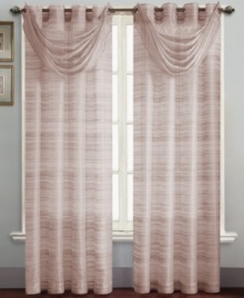 Effortless and light with a subtle variegated stripe motif, the Brice sheer window panel adds a dose of drama and texture to any decor. Pair it with its coordinating waterfall valance for purely transitional in style. Effortless and light with a subtle variegated stripe motif, the Brice sheer window panel adds a dose of drama and texture to any decor. Pair it with its coordinating waterfall valance for purely transitional in style.