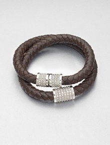 Supple plaited leather in a wrapped style with sparkling stone accents. Glass stonesLeatherSteelLength, about 15.5Magnetic closureImported Supple plaited leather in a wrapped style with sparkling stone accents. Glass stonesLeatherSteelLength, about 15.5Magnetic closureImported