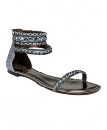 Bejeweled beauties. The straps on the Lisette by Vince Camuto have all-over jeweled accents, from ankle to toe, for a look that has plenty of luster. Bejeweled beauties. The straps on the Lisette by Vince Camuto have all-over jeweled accents, from ankle to toe, for a look that has plenty of luster.