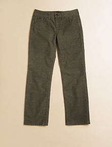 Modern corduroy basics with the five-pocket styling, straight-leg silhouette and a little stretch for a comfortable fit in a cool new hue.Front button closureWaistband with belt loopsZip flyFive-pocket styleCottonMachine washImported Modern corduroy basics with the five-pocket styling, straight-leg silhouette and a little stretch for a comfortable fit in a cool new hue.Front button closureWaistband with belt loopsZip flyFive-pocket styleCottonMachine washImported