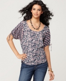 This Lucky Brand Jeans top is an easy, everyday basic with bohemian-inspired charm, thanks to a painted floral print. Rendered from a lightweight cotton blend, it's made for warmer days, too! This Lucky Brand Jeans top is an easy, everyday basic with bohemian-inspired charm, thanks to a painted floral print. Rendered from a lightweight cotton blend, it's made for warmer days, too!