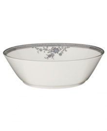 Pick the Hayden soup bowl for pale blue florals and a lacy platinum border. From Noritake dinnerware, the dishes of this set have matching platinum bands which add a traditional touch to glazed white porcelain that shines in any setting. Pick the Hayden soup bowl for pale blue florals and a lacy platinum border. From Noritake dinnerware, the dishes of this set have matching platinum bands which add a traditional touch to glazed white porcelain that shines in any setting.
