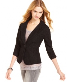 Miss Chievous revamps the classic blazer with lace fabric for a dose of cool, feminine style! Miss Chievous revamps the classic blazer with lace fabric for a dose of cool, feminine style!