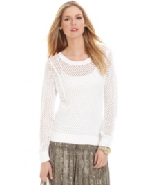 A perfect petite layering piece for spring, this sheer MICHAEL Michael Kors top adds on-trend texture to any outfit!