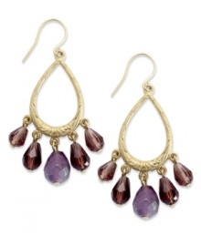 Go for glamour with Lauren by Ralph Lauren's Bedford Weekend teardrop earrings. Crafted from gold-tone mixed metal, the earrings dazzle with semi-precious glass accents. Approximate drop: 1-1/2 inches. Approximate diameter: 3/4 inch. Go for glamour with Lauren by Ralph Lauren's Bedford Weekend teardrop earrings. Crafted from gold-tone mixed metal, the earrings dazzle with semi-precious glass accents. Approximate drop: 1-1/2 inches. Approximate diameter: 3/4 inch.
