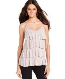Flirty ruffles and edgy studs make an unexpectedly chic combination! Wear INC's tank as a layering piece or on its own. Flirty ruffles and edgy studs make an unexpectedly chic combination! Wear INC's tank as a layering piece or on its own.