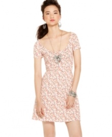 A back cutout and femme a-line shape make a super pretty union on a dress you'll heart! From American Rag. A back cutout and femme a-line shape make a super pretty union on a dress you'll heart! From American Rag.