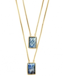 Geometrically chic. RACHEL Rachel Roy's double rectangle drop pendant feature two framed pictures of a music note and a mountain crafted from paper and resin. Set in gold tone mixed metal. Approximate lengths: 24 and 30 inches. Approximate drop: 3/4 inch. Geometrically chic. RACHEL Rachel Roy's double rectangle drop pendant feature two framed pictures of a music note and a mountain crafted from paper and resin. Set in gold tone mixed metal. Approximate lengths: 24 and 30 inches. Approximate drop: 3/4 inch.