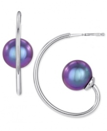 Majorica puts pearls on a pedestal in this pair of triple hoop earrings. Crafted from sterling silver, the earrings feature organic man-made pearls (10 mm) for added luster. Approximate drop: 1 inch. Majorica puts pearls on a pedestal in this pair of triple hoop earrings. Crafted from sterling silver, the earrings feature organic man-made pearls (10 mm) for added luster. Approximate drop: 1 inch.