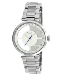 Crystal clear style. Kenneth Cole New York fashions this watch with a uniquely translucent case. Stainless steel bracelet and translucent case with silver tone bezel. White dial features applied silver tone stick indices, printed minute track, logo, hour and minute hands, and blue second hand. Quartz movement. Water resistant to 30 meters. Limited lifetime warranty. Crystal clear style. Kenneth Cole New York fashions this watch with a uniquely translucent case. Stainless steel bracelet and translucent case with silver tone bezel. White dial features applied silver tone stick indices, printed minute track, logo, hour and minute hands, and blue second hand. Quartz movement. Water resistant to 30 meters. Limited lifetime warranty.