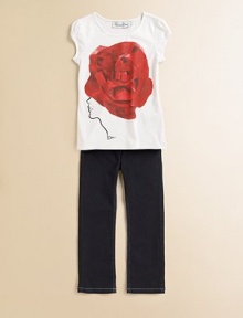 Slim-fitting and supremely stylish in a dark-wash hue with contrasting trim for a fresh look and feel.Front button closureZip flyAdjustable waistband with belt loopsTwo front side pocketsTwo back patch pockets with monogram embroideryLeather logo plaque at back waistband98% cotton/2% elastaneMachine washImported Slim-fitting and supremely stylish in a dark-wash hue with contrasting trim for a fresh look and feel.Front button closureZip flyAdjustable waistband with belt loopsTwo front side pocketsTwo back patch pockets with monogram embroideryLeather logo plaque at back waistband98% cotton/2% elastaneMachine washImported