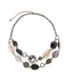 Twice as nice! Style&co.'s jet animal-print beaded necklace features a double-row design, making it all the more eye-catching. Made in mixed metal. Approximate length: 20 inches + 3-inch extender. Approximate drop: 5 inches. Twice as nice! Style&co.'s jet animal-print beaded necklace features a double-row design, making it all the more eye-catching. Made in mixed metal. Approximate length: 20 inches + 3-inch extender. Approximate drop: 5 inches.