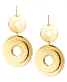 Roundabout fashion. Robert Lee Morris takes a circular path to style with this pair of drop earrings, crafted from gold-tone mixed metal. Approximate drop: 3-1/4 inches. Roundabout fashion. Robert Lee Morris takes a circular path to style with this pair of drop earrings, crafted from gold-tone mixed metal. Approximate drop: 3-1/4 inches.