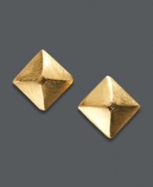 Subtle style with a slight edge. Studio Silver's chic stud earrings transition easily from day to night with a shimmery 18k gold over sterling silver setting and contemporary pyramid shape. Approximate diameter: 5/8 inch. Subtle style with a slight edge. Studio Silver's chic stud earrings transition easily from day to night with a shimmery 18k gold over sterling silver setting and contemporary pyramid shape. Approximate diameter: 5/8 inch.