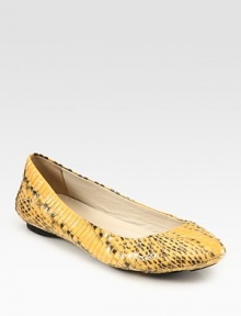 Snake-print leather flat adds a touch of primal power to any outfit. Snake-print leather upperLeather liningRubber solePadded insoleImported Snake-print leather flat adds a touch of primal power to any outfit. Snake-print leather upperLeather liningRubber solePadded insoleImported