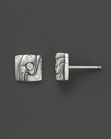 Artfully scattered diamonds embellish these modern 18K white gold stud earrings from Georg Jensen. Artfully scattered diamonds embellish these modern 18K white gold stud earrings from Georg Jensen.