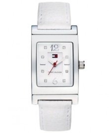 Go for bold black or refined white with this reversible leather watch from Tommy Hilfiger. Go for bold black or refined white with this reversible leather watch from Tommy Hilfiger.