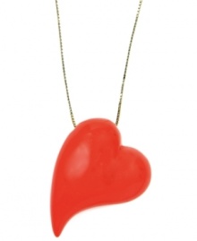Won't you be my Valentine? RACHEL Rachel Roy's asymmetrical heart pendant makes a romantic addition to any look. A crimson-colored lucite heart dangles from a delicate gold-plated mixed metal chain. Approximate length: 36 inches + 2-inch extender. Approximate drop: 2 inches. Won't you be my Valentine? RACHEL Rachel Roy's asymmetrical heart pendant makes a romantic addition to any look. A crimson-colored lucite heart dangles from a delicate gold-plated mixed metal chain. Approximate length: 36 inches + 2-inch extender. Approximate drop: 2 inches.
