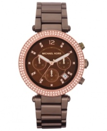 Begin your day with espresso-toned elegance with this chronograph watch from Michael Kors. Begin your day with espresso-toned elegance with this chronograph watch from Michael Kors.