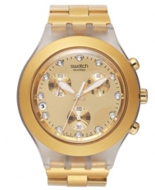 Light a spark to your summer looks with this golden chronograph watch from Swatch's Full-Blooded collection. Light a spark to your summer looks with this golden chronograph watch from Swatch's Full-Blooded collection.