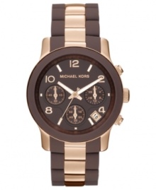 The beautiful pairing of rose and chocolate create a romantic Runway watch from Michael Kors. The beautiful pairing of rose and chocolate create a romantic Runway watch from Michael Kors.