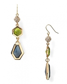 Bold stones and sparkling crystals give this pair of ABS by Allen Schwartz danglers a glamorous vibe. Bold stones and sparkling crystals give this pair of ABS by Allen Schwartz danglers a glamorous vibe.