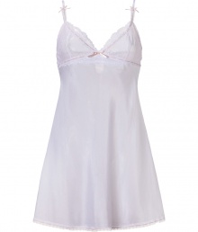 Sweet and sexy camisole dress made of a delicate white and rose-colored cotton-silk blend - Designed by supermodel Elle MacPherson - Elegant lace bra, empire waist, bows and slim straps - Loose A-line and mini length - Great basic lingerie piece for any womans closet Sweet and sexy camisole dress made of a delicate white and rose-colored cotton-silk blend - Designed by supermodel Elle MacPherson - Elegant lace bra, empire waist, bows and slim straps - Loose A-line and mini length - Great basic lingerie piece for any womans closet