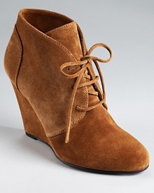 An almond toe lends a delicate touch to Via Spiga's Sophie booties--a laceup vamp gives a laid-back look. An almond toe lends a delicate touch to Via Spiga's Sophie booties--a laceup vamp gives a laid-back look.