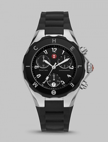 From the Tahitian Jelly Bean Collection. A sporty timepiece with stainless steel accents, enamel dial and silicone strap.Swiss quartz movement Water resistant to 5 ATM Logo bezel Round stainless steel case, 40mm, (1.49) K-1 mineral crystal Chronograph dial Arabic numeral hour markers Second hand Silicone strap, 23mm, (.91) Imported From the Tahitian Jelly Bean Collection. A sporty timepiece with stainless steel accents, enamel dial and silicone strap.Swiss quartz movement Water resistant to 5 ATM Logo bezel Round stainless steel case, 40mm, (1.49) K-1 mineral crystal Chronograph dial Arabic numeral hour markers Second hand Silicone strap, 23mm, (.91) Imported