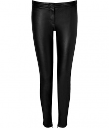 The ultimate new season investment, these figure-hugging leather pants from Faith Connexion will give any look of-the-moment edge -  Stitch-detailed waistband, ultra-slim leg with stitched side details, seaming at back and knees, zippers at hem - Pair with a tunic top, an asymmetric hem blazer, and high-heel booties