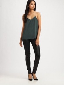 Solid matte silk fits like a dream in this strappy v-neck style.Spaghetti strapsV-neckModified racerbackAbout 19 from shoulder to hemSilkDry cleanImportedModel shown is 5'9½ (176cm) wearing US size 4. Solid matte silk fits like a dream in this strappy v-neck style.Spaghetti strapsV-neckModified racerbackAbout 19 from shoulder to hemSilkDry cleanImportedModel shown is 5'9½ (176cm) wearing US size 4.