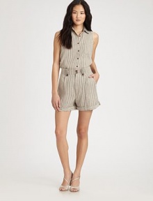 A lightly-striped linen/cotton blend tailored with a high waist and easy rolled cuffs.Double button waistBelt loopsZip-flyFront pleatsSlash pocketsRise, about 13Inseam, about 454% linen/46% cottonDry cleanImportedModel shown is 5'9 (175cm) wearing US size 4. A lightly-striped linen/cotton blend tailored with a high waist and easy rolled cuffs.Double button waistBelt loopsZip-flyFront pleatsSlash pocketsRise, about 13Inseam, about 454% linen/46% cottonDry cleanImportedModel shown is 5'9 (175cm) wearing US size 4.