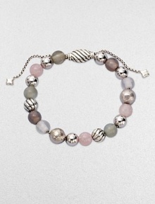 From the Spiritual Bead Collection. A pretty strand in soft pastel shades, combining beads of rose quartz, grey chalcedony, grey moonstone and milky rose quartz with an array of sterling silver beads and an oval cable slide clasp.Rose quartz, grey moonstone, grey chalcedony and milky rose quartzSterling silverDiameter, about 2Adjustable slide claspImported From the Spiritual Bead Collection. A pretty strand in soft pastel shades, combining beads of rose quartz, grey chalcedony, grey moonstone and milky rose quartz with an array of sterling silver beads and an oval cable slide clasp.Rose quartz, grey moonstone, grey chalcedony and milky rose quartzSterling silverDiameter, about 2Adjustable slide claspImported