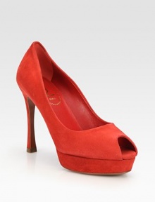 Supple Italian suede rendered in a hyper-modern shape that quietly channels a retro sensibility.Self-covered heel, 4¼ (110mm) Self-covered platform, ¾ (20mm) Compares to a 3½ heel (90mm) Leather lining and sole Padded insole Made in ItalyOUR FIT MODEL RECOMMENDS ordering true size. Supple Italian suede rendered in a hyper-modern shape that quietly channels a retro sensibility.Self-covered heel, 4¼ (110mm) Self-covered platform, ¾ (20mm) Compares to a 3½ heel (90mm) Leather lining and sole Padded insole Made in ItalyOUR FIT MODEL RECOMMENDS ordering true size.