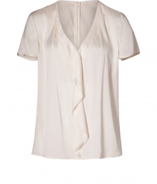 A feminine essential separate packed with pairing possibilities, Hugos stretch silk top guarantees a romantic polish to your look - V-neckline with front ruffle, short sleeves, hidden back zip - Softly tailored fit - Team with a blazer, pencil skirt and leather carryall tote for work A feminine essential separate packed with pairing possibilities, Hugos stretch silk top guarantees a romantic polish to your look - V-neckline with front ruffle, short sleeves, hidden back zip - Softly tailored fit - Team with a blazer, pencil skirt and leather carryall tote for work