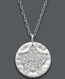 For the girl who aims for the stars. Studio Silver's sparkling pendant features a circular setting and star-shaped crystal decor. Crafted in sterling silver. Approximate length: 16 inches + 1-1/2-inch extender. Approximate drop: 3/4 inch. For the girl who aims for the stars. Studio Silver's sparkling pendant features a circular setting and star-shaped crystal decor. Crafted in sterling silver. Approximate length: 16 inches + 1-1/2-inch extender. Approximate drop: 3/4 inch.
