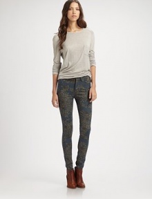 Petite rose print adds vintage charm to your favorite stretch-denim skinnies. THE FITRise, about 8Inseam, about 32THE DETAILSButton closureZip flyFive-pocket styleCotton/modal/LycraMachine washMade in USA of imported fabricModel shown is 5'11 (178cm) wearing US size 4. Petite rose print adds vintage charm to your favorite stretch-denim skinnies. THE FITRise, about 8Inseam, about 32THE DETAILSButton closureZip flyFive-pocket styleCotton/modal/LycraMachine washMade in USA of imported fabricModel shown is 5'11 (178cm) wearing US size 4.