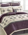 As fresh as a daisy. A mix of quilted and embroidered daisies renders a supremely fresh and contemporary allure in this Daisy Charm comforter set. Pieces are embellished with pleated details and ribbon accents all in a contrasting palette of pink, gray and rich purple.