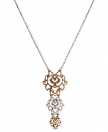 Sensing a pattern - in triplicate. This openwork pendant from Lucky Brand is stacked in three and crafted from gold- and silver-tone mixed metal. Approximate length: 24 inches. Approximate drop: 3-1/2 inches. Sensing a pattern - in triplicate. This openwork pendant from Lucky Brand is stacked in three and crafted from gold- and silver-tone mixed metal. Approximate length: 24 inches. Approximate drop: 3-1/2 inches.